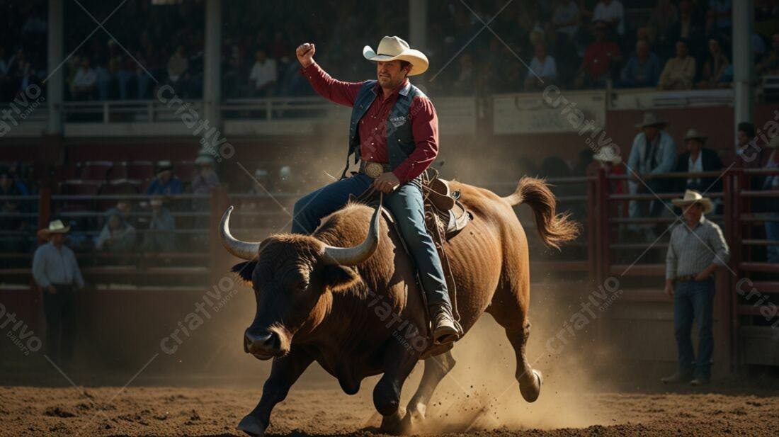 Rodeio Touro Marrom Cavaleiro