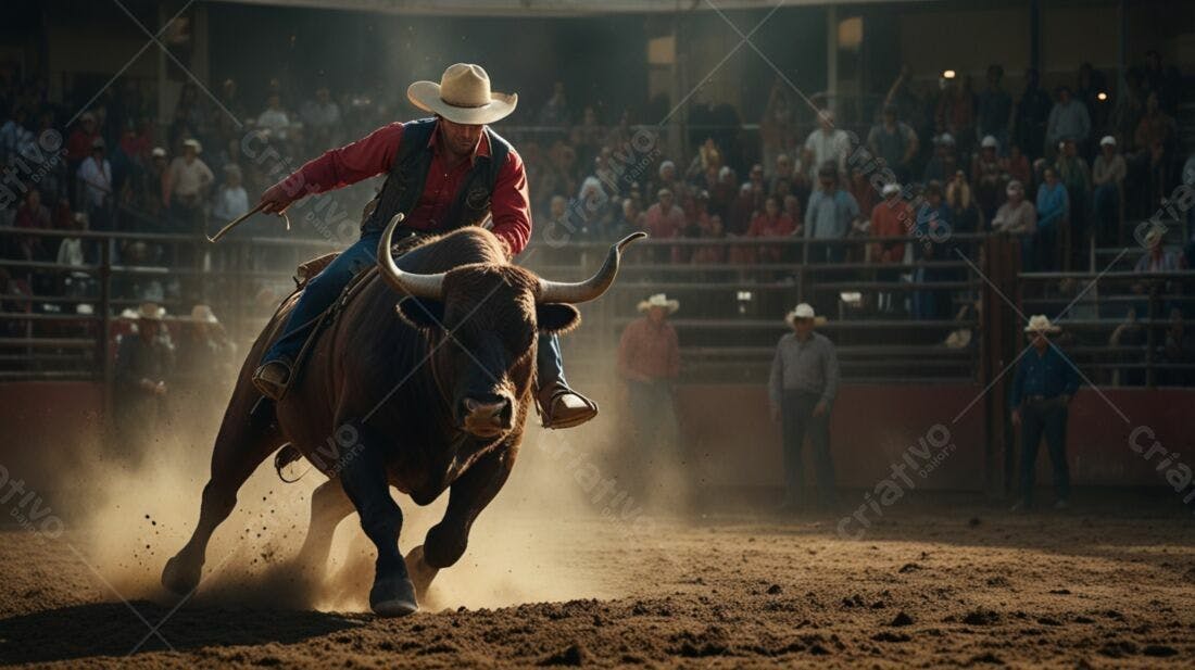 Rodeio Touro Marrom Cavaleiro