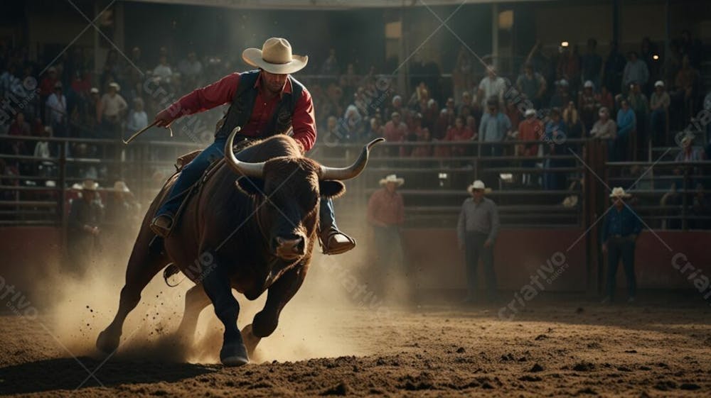 Uma Imagem De Um Touro Em Uma Arena De Rodeio