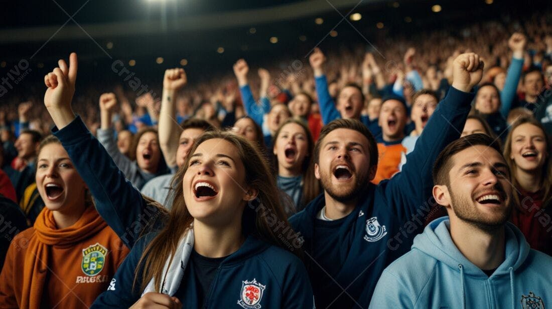 Torcida eufórica em jogo de futebol