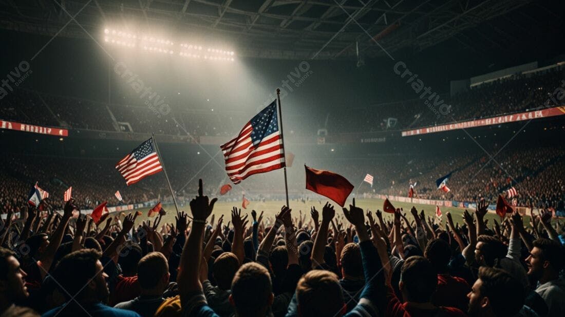 Torcida americana em estádio noturno