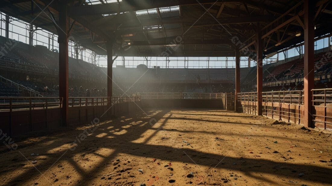 Arena de rodeio vazia ao amanhecer