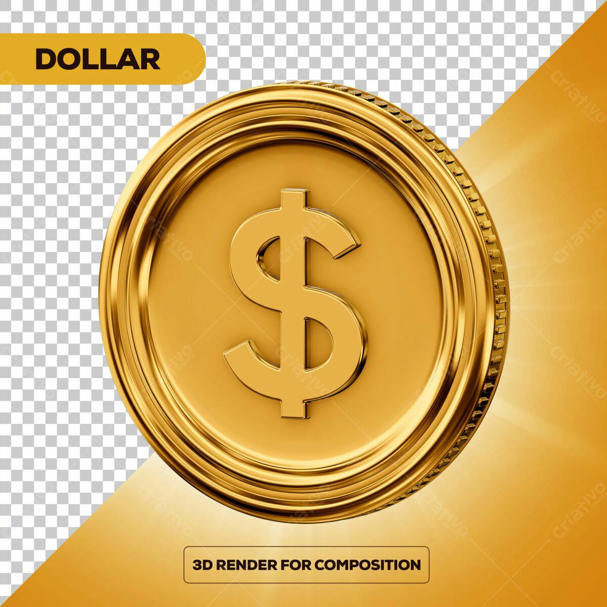 Moeda de Ouro PSD Editável para Design Financeiro