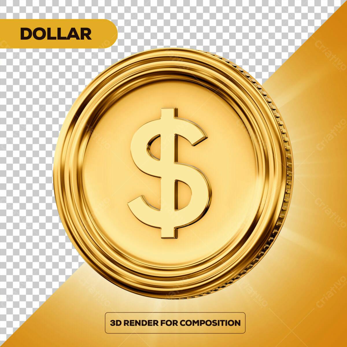 Moeda de Ouro Dólar PSD Editável