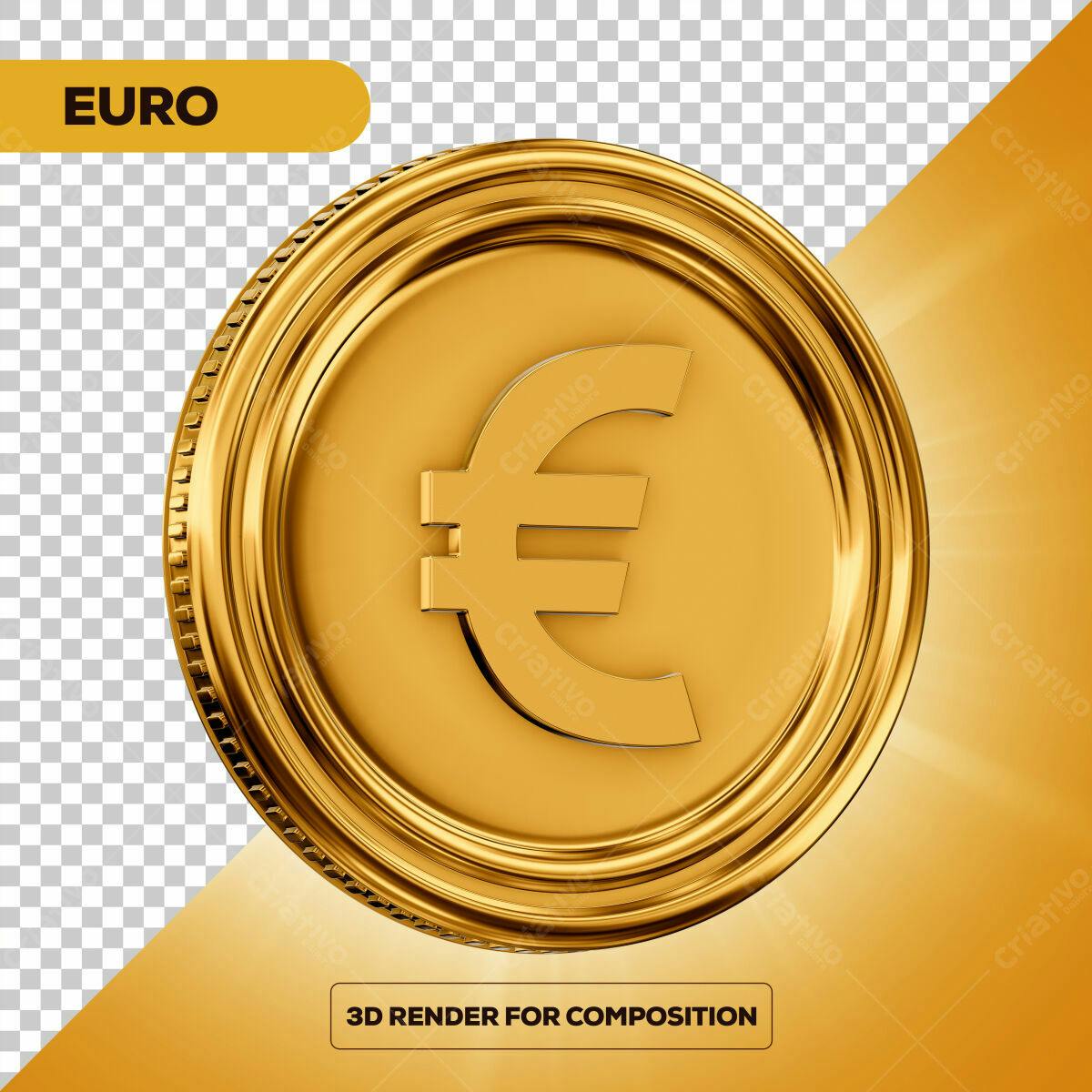 Moeda de Ouro Euro PSD Editável