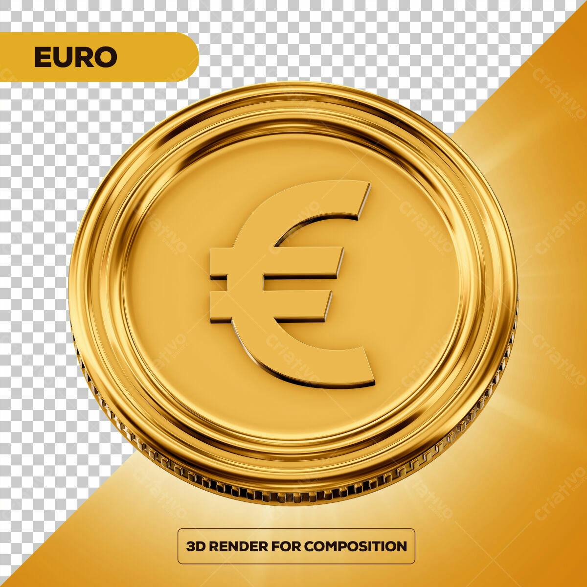 Moeda Euro em 3D PSD Editável