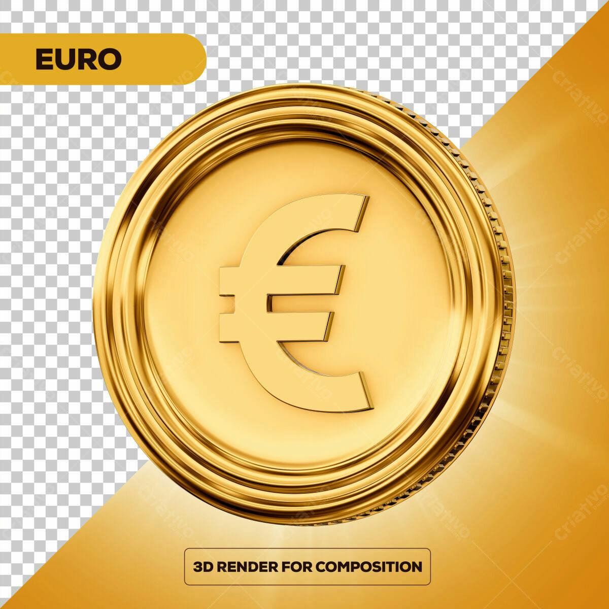 Moeda de Ouro Euro PSD Editável