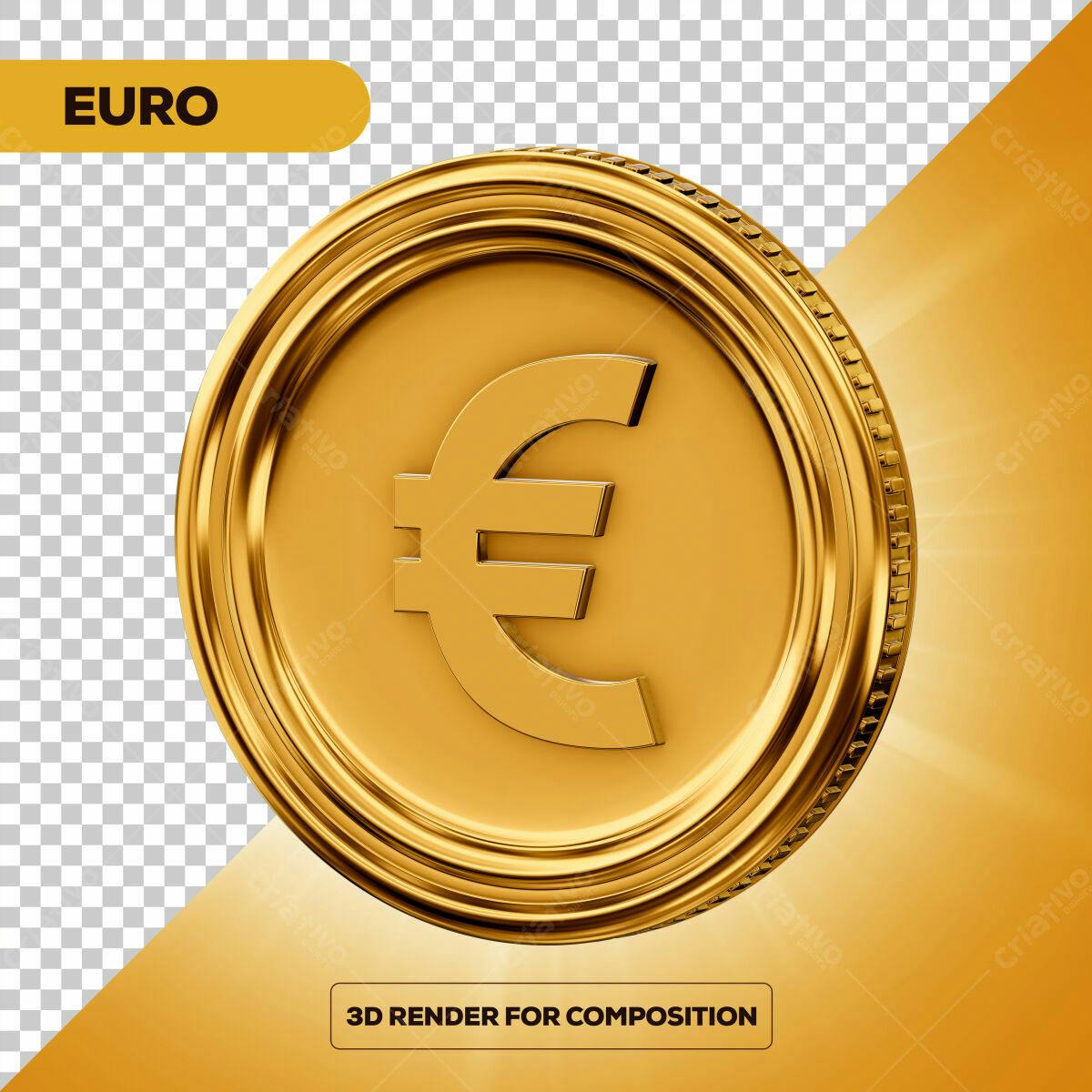 Moeda de Ouro Euro PSD Editável
