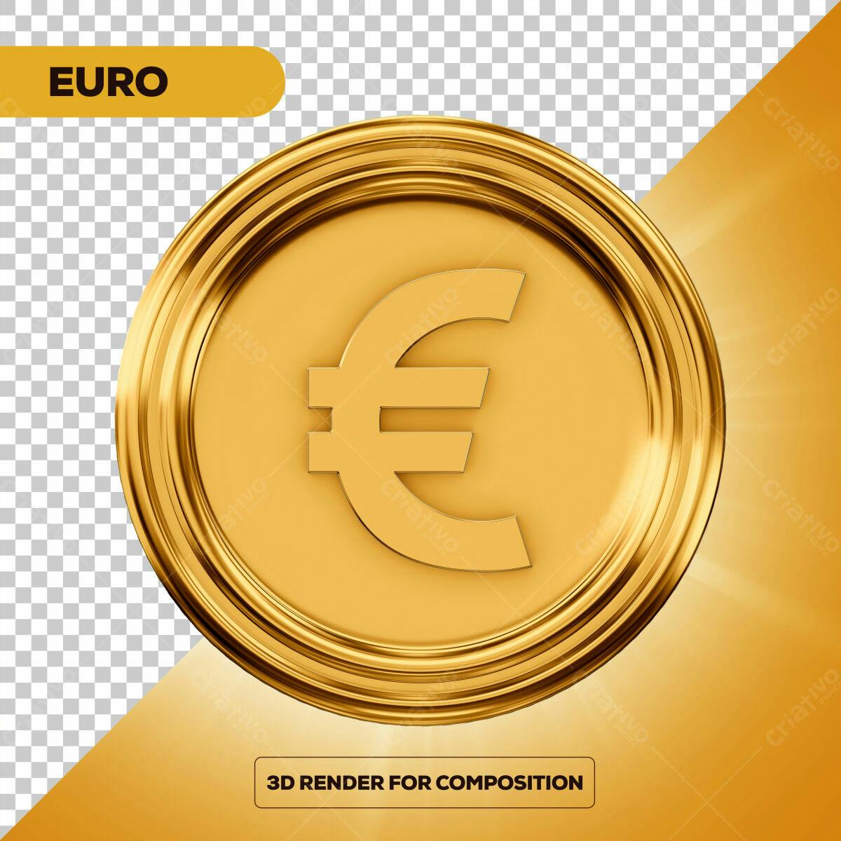 Moeda de Ouro Euro PSD Editável