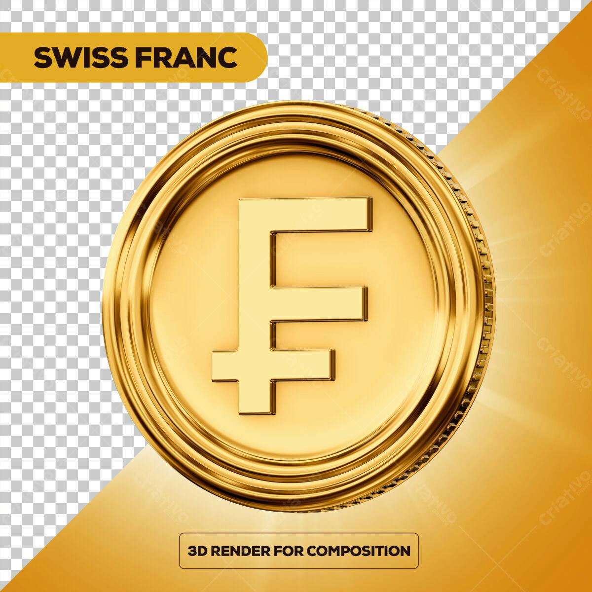 Moeda Ouro Suíço Franc PSD Editável