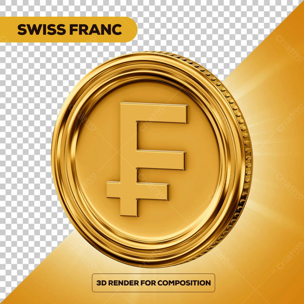 Moeda de Ouro Franc Suíço PSD Editável