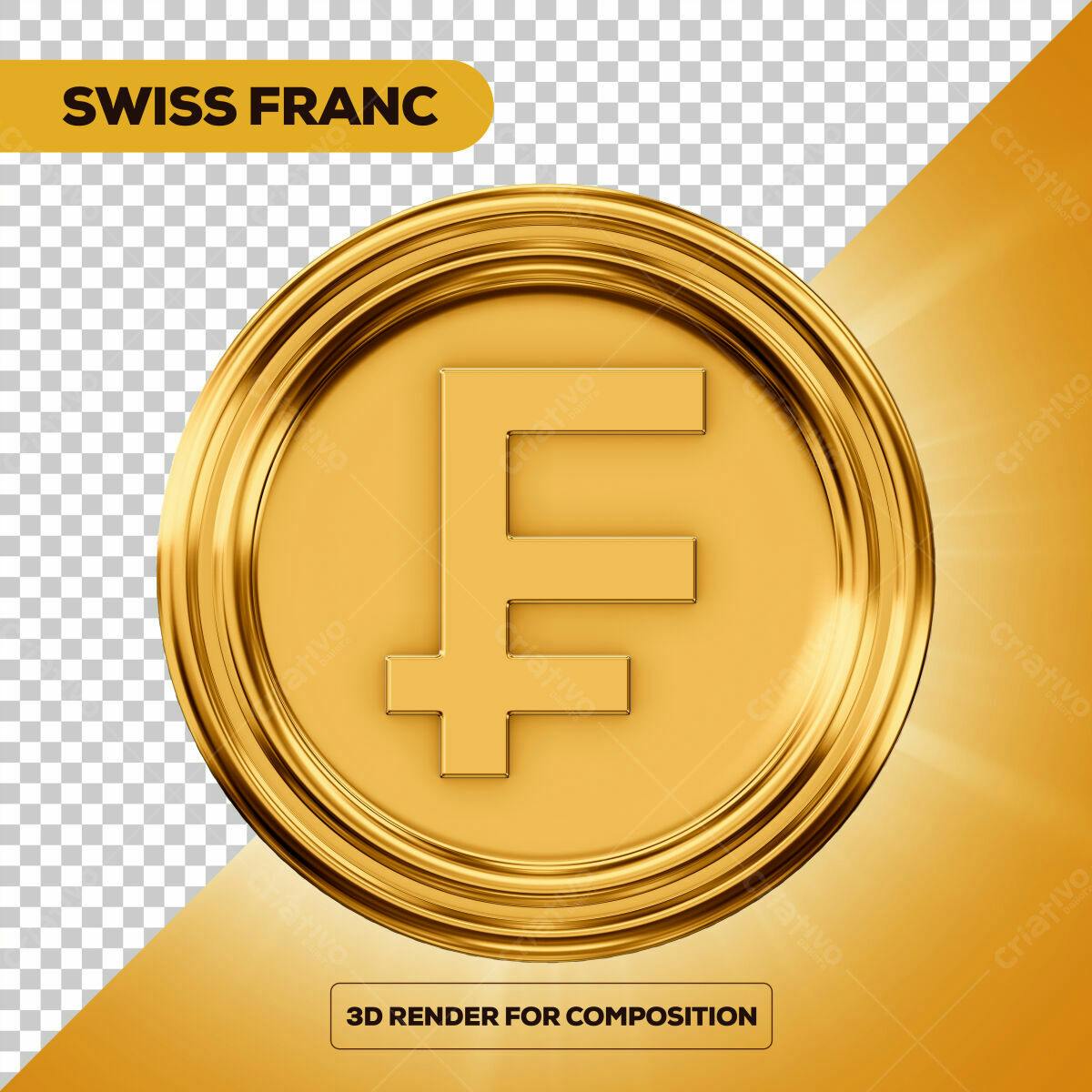 Ícone Franc Suíço em Ouro PSD Editável