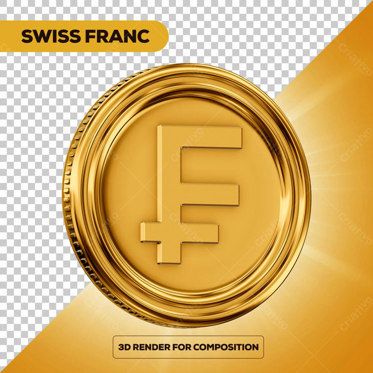 Moeda de Ouro Franc Suíço PSD Editável