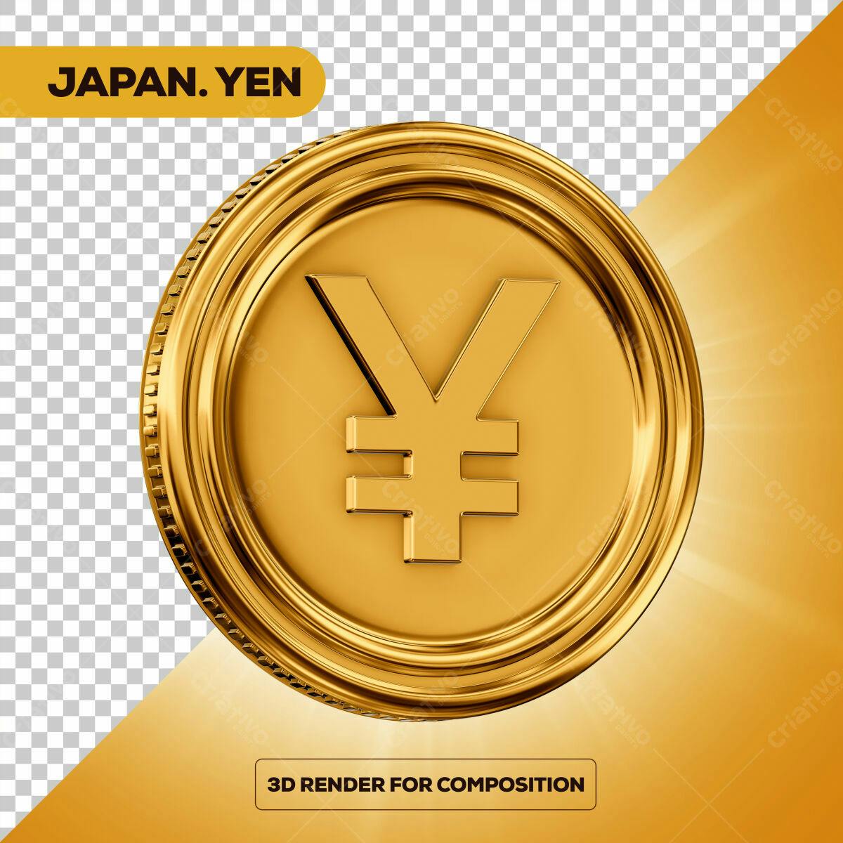 Moeda Yen Japonesa em 3D PSD Editável