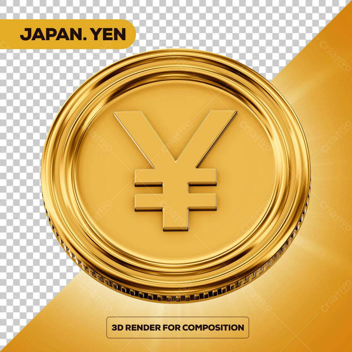 Moeda Yen Japonesa em 3D PSD Editável
