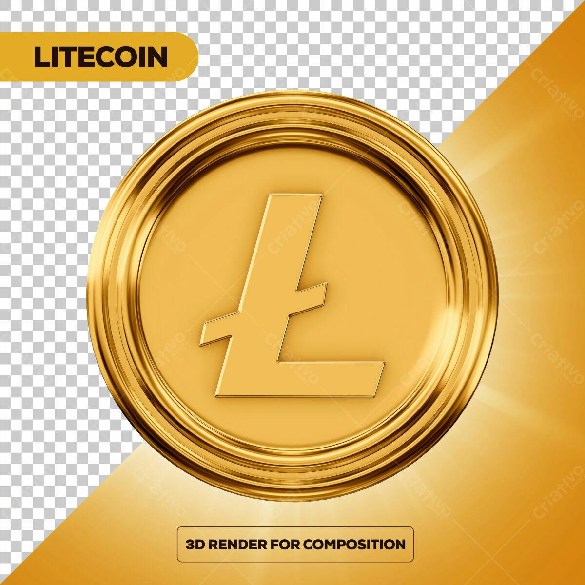 Mockup Litecoin Ouro PSD Editável