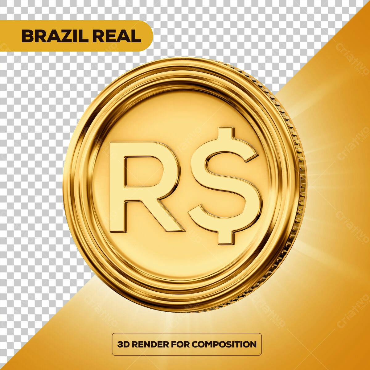 Moeda Real Brasileira PSD Editável