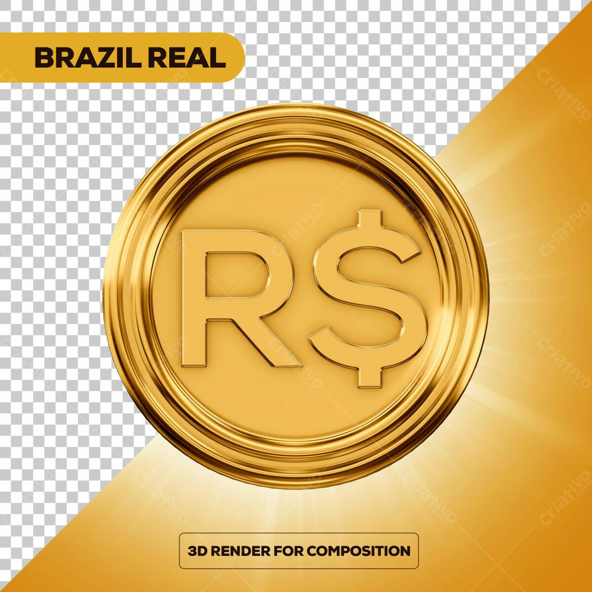 Moeda Brasileira Real PSD Editável