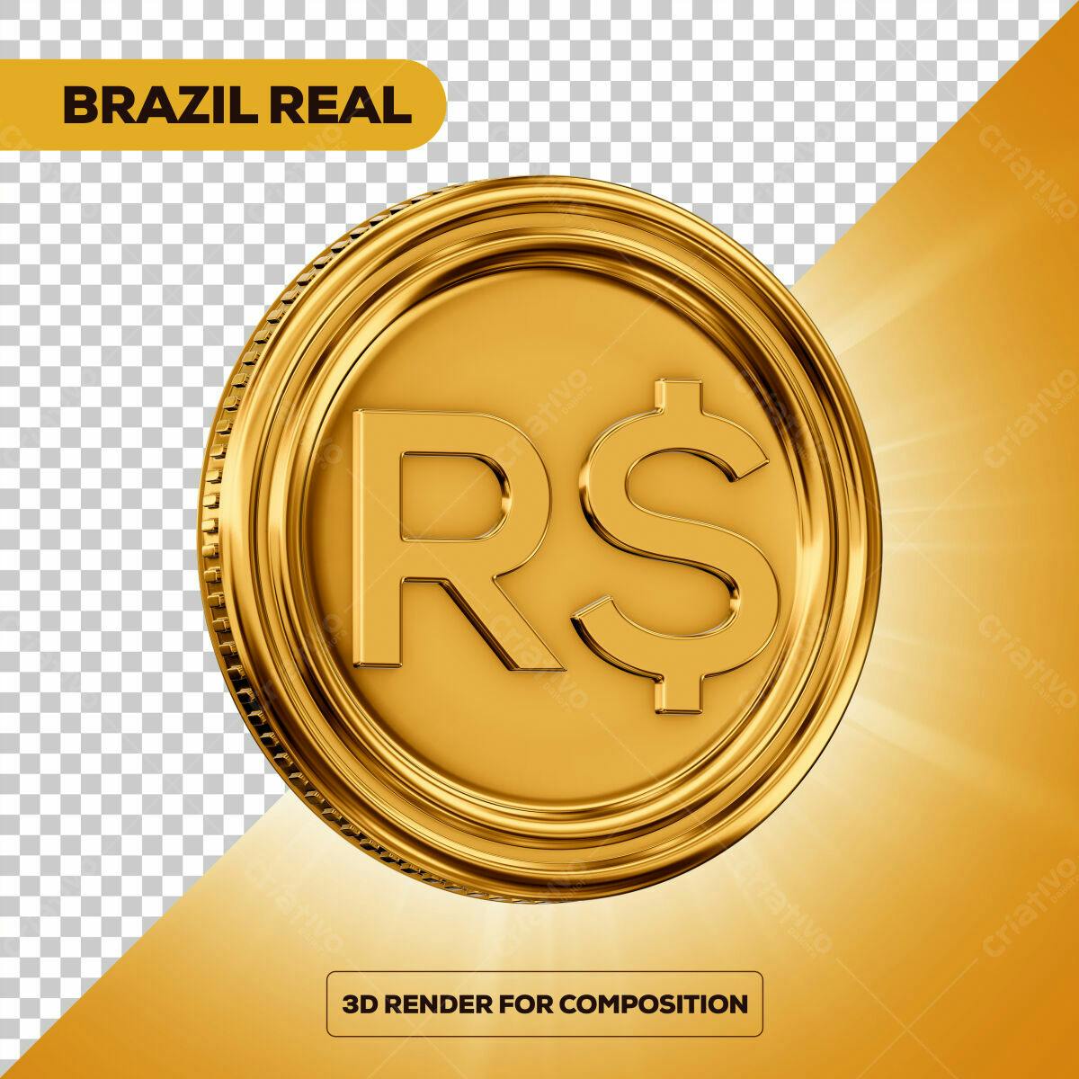 Moeda Real Brasileira PSD Editável