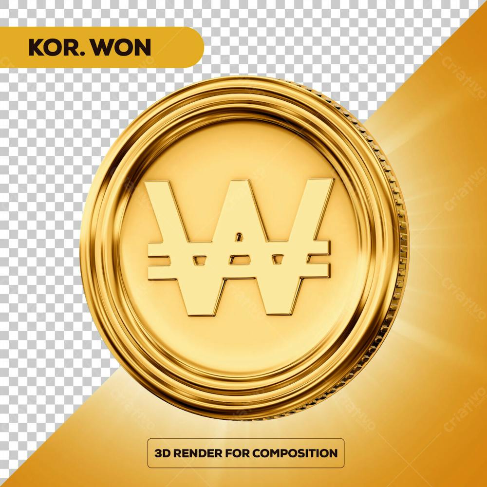 Won Sul Coreano Moeda De Ouro Won Sul Coreano, Símbolo