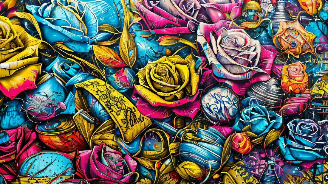 Textura Graffiti Rosas Vibrantes para Fundo