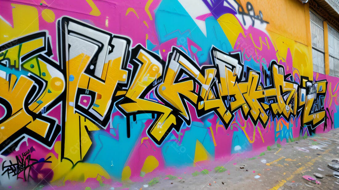 Textura Graffiti Amarelo e Rosa para Fundo
