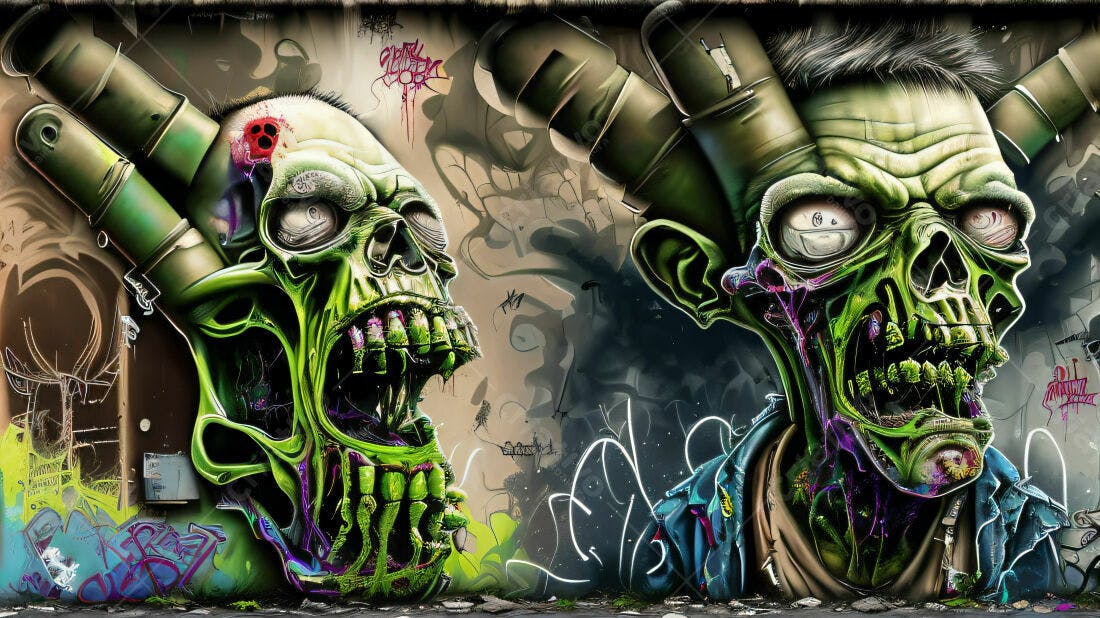 Textura caveira zumbi verde para arte digital