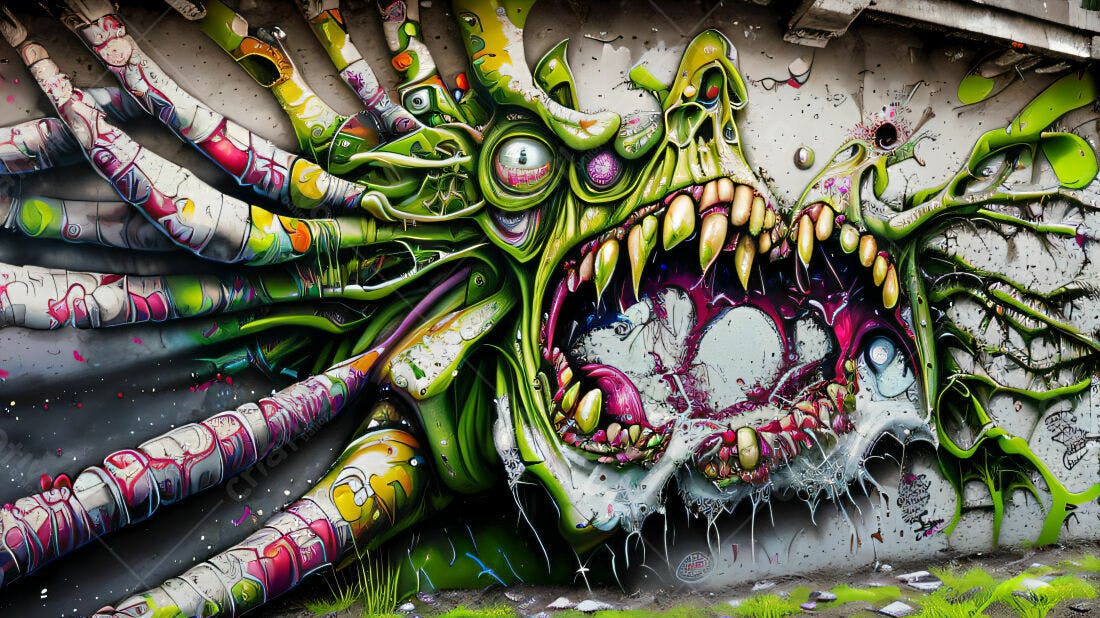 Textura Graffiti Abstrata Verde para Fundo