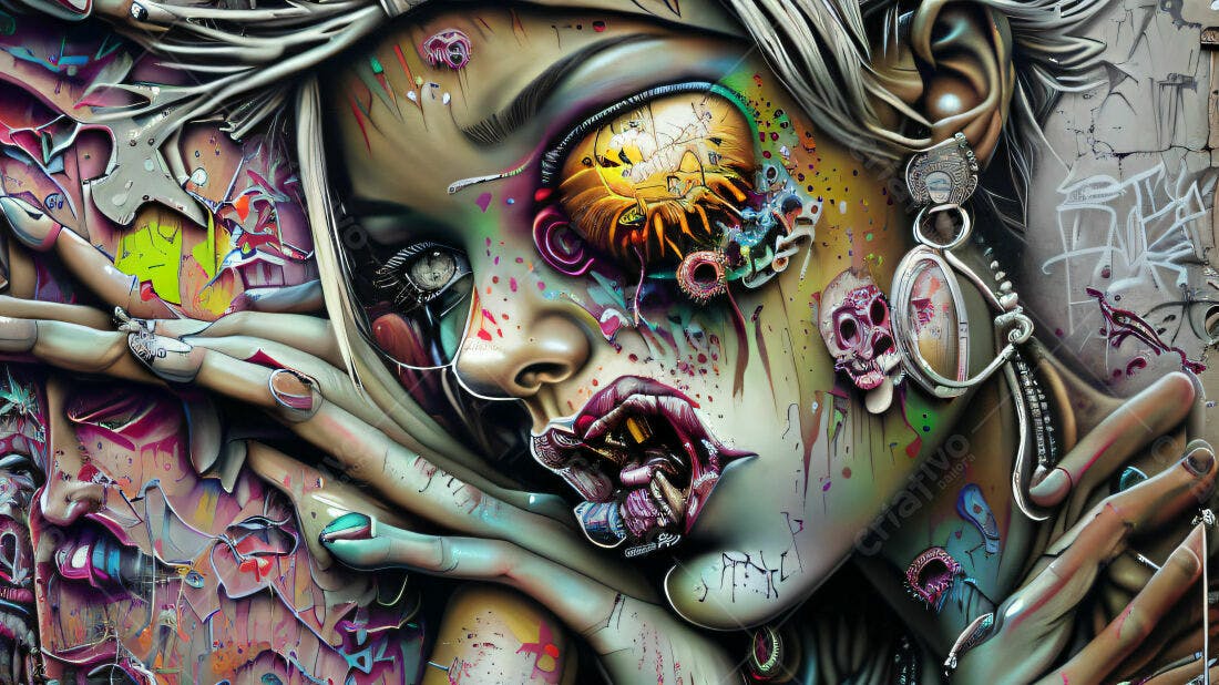 Textura rosto cyberpunk para arte digital