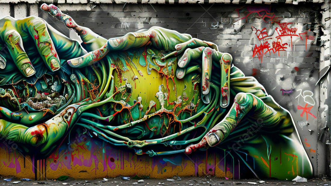 Textura Grafitti Abstrata Verde para Fundo