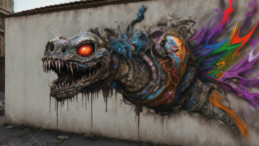 Textura Mural Grafitado Monstro para Fundo
