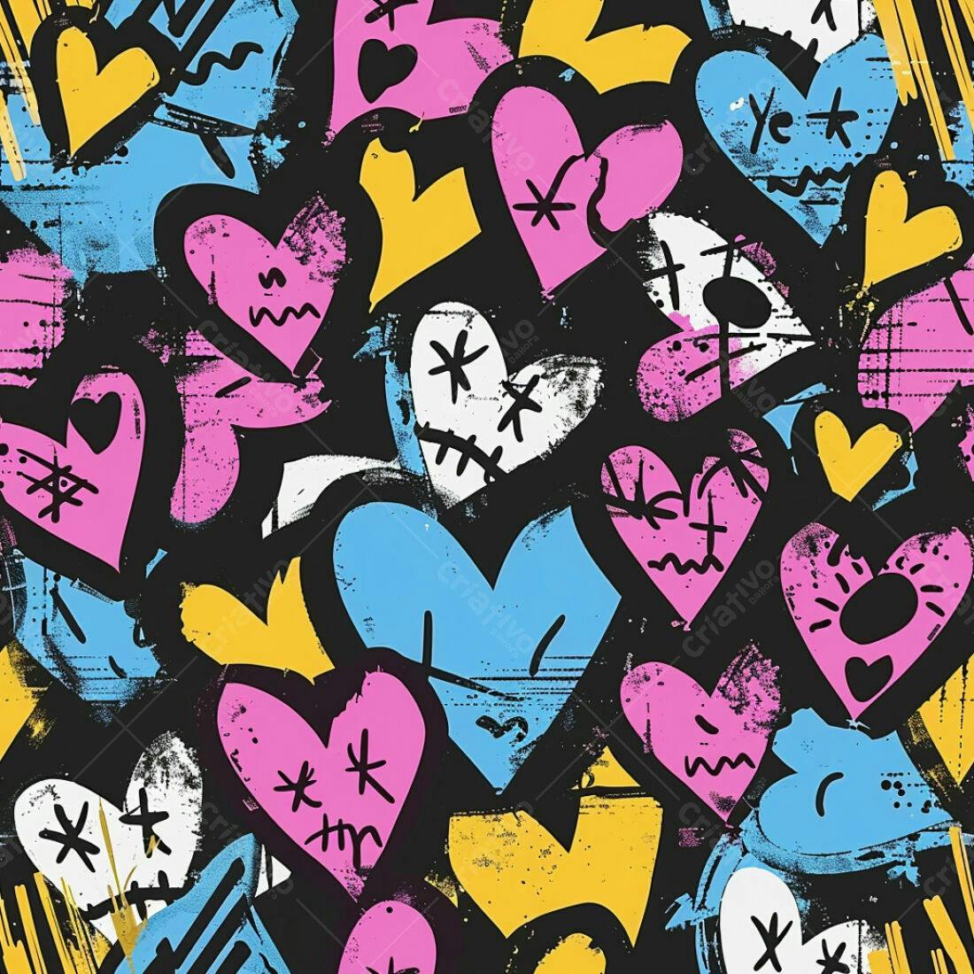 Textura corações coloridos para fundo grunge