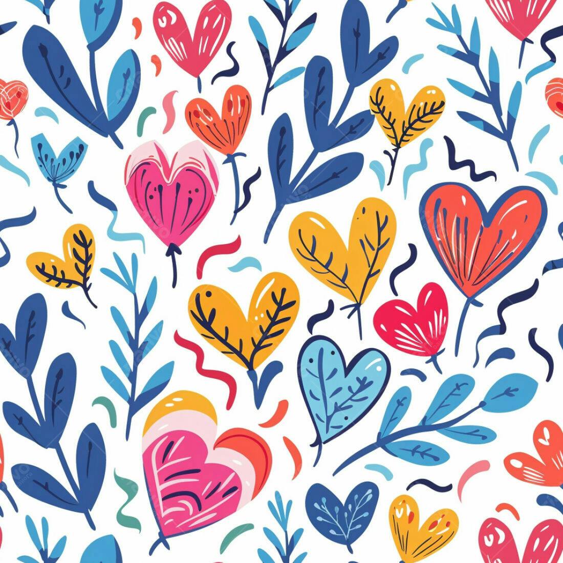 Textura floral corações coloridos para fundo