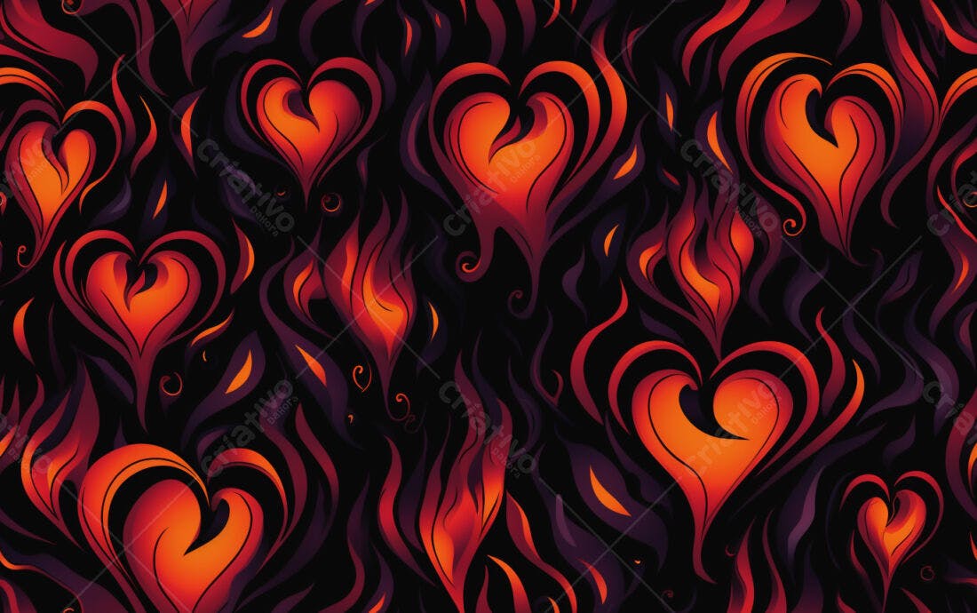 Textura Chamas com Corações para Fundo