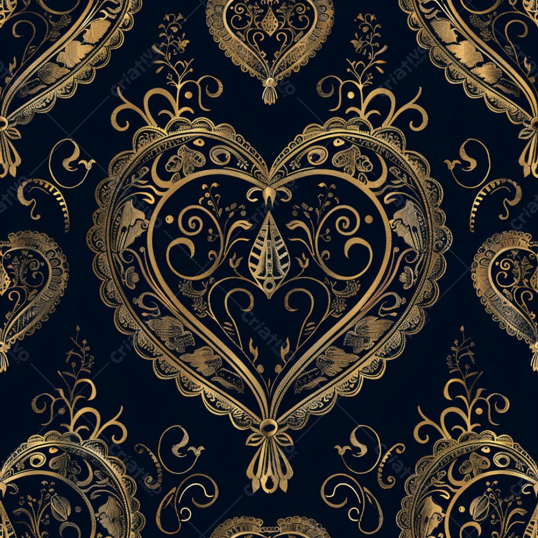 Textura fundo dourado com corações para papel de parede