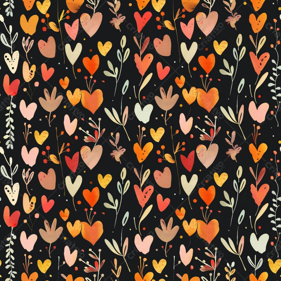 Textura floral corações outono para fundo