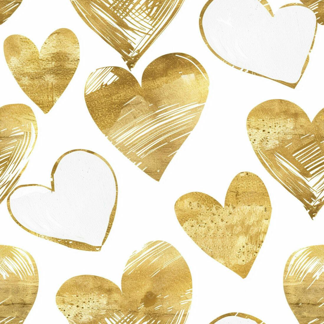 Textura corações dourado e branco para papel de parede