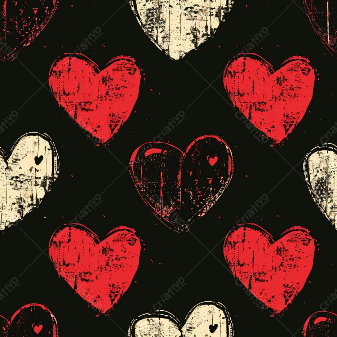 Textura corações grunge vermelho e branco para fundo