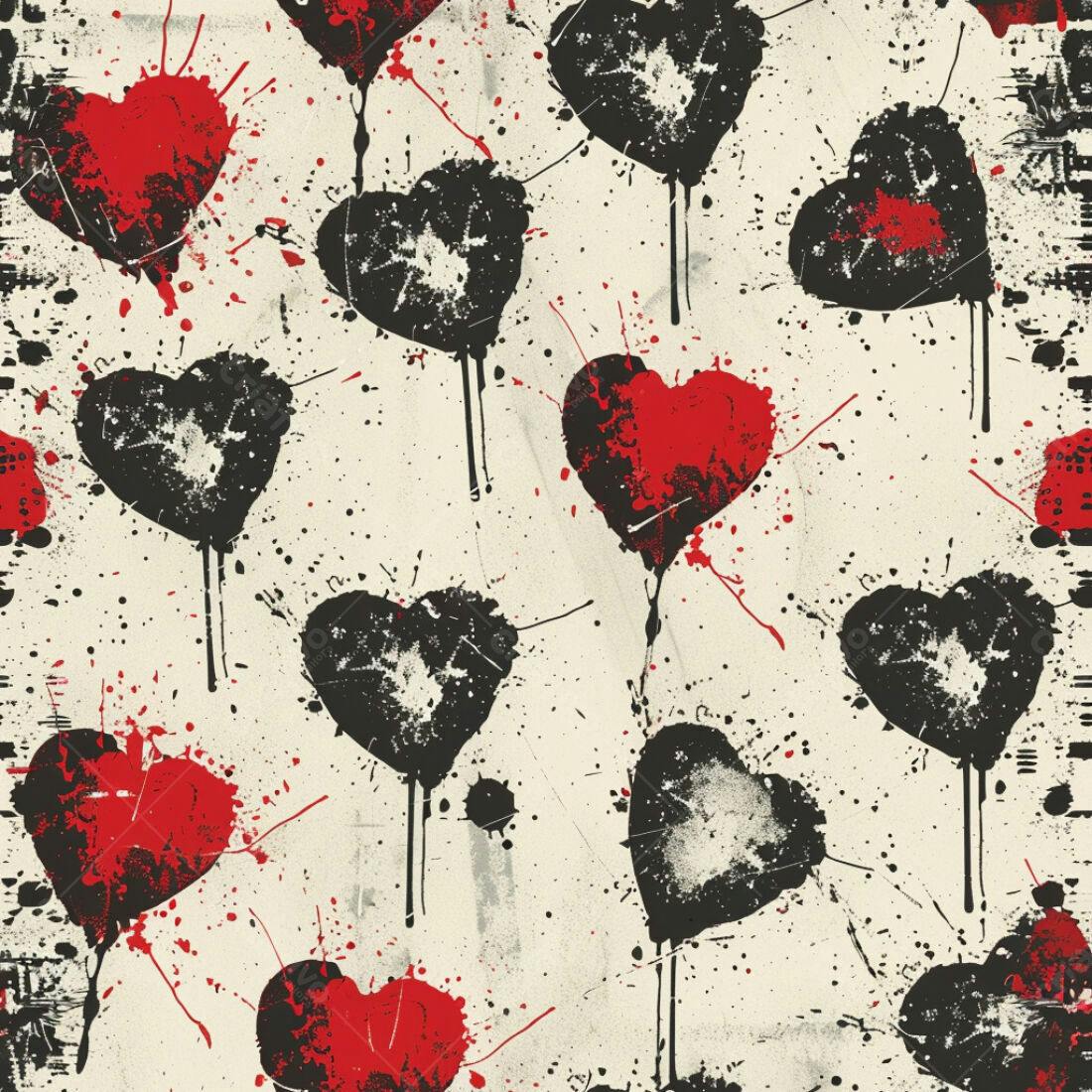 Textura corações grunge vermelho e preto para fundo