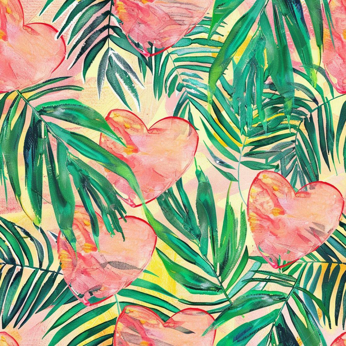 Textura corações tropicais para papel de parede