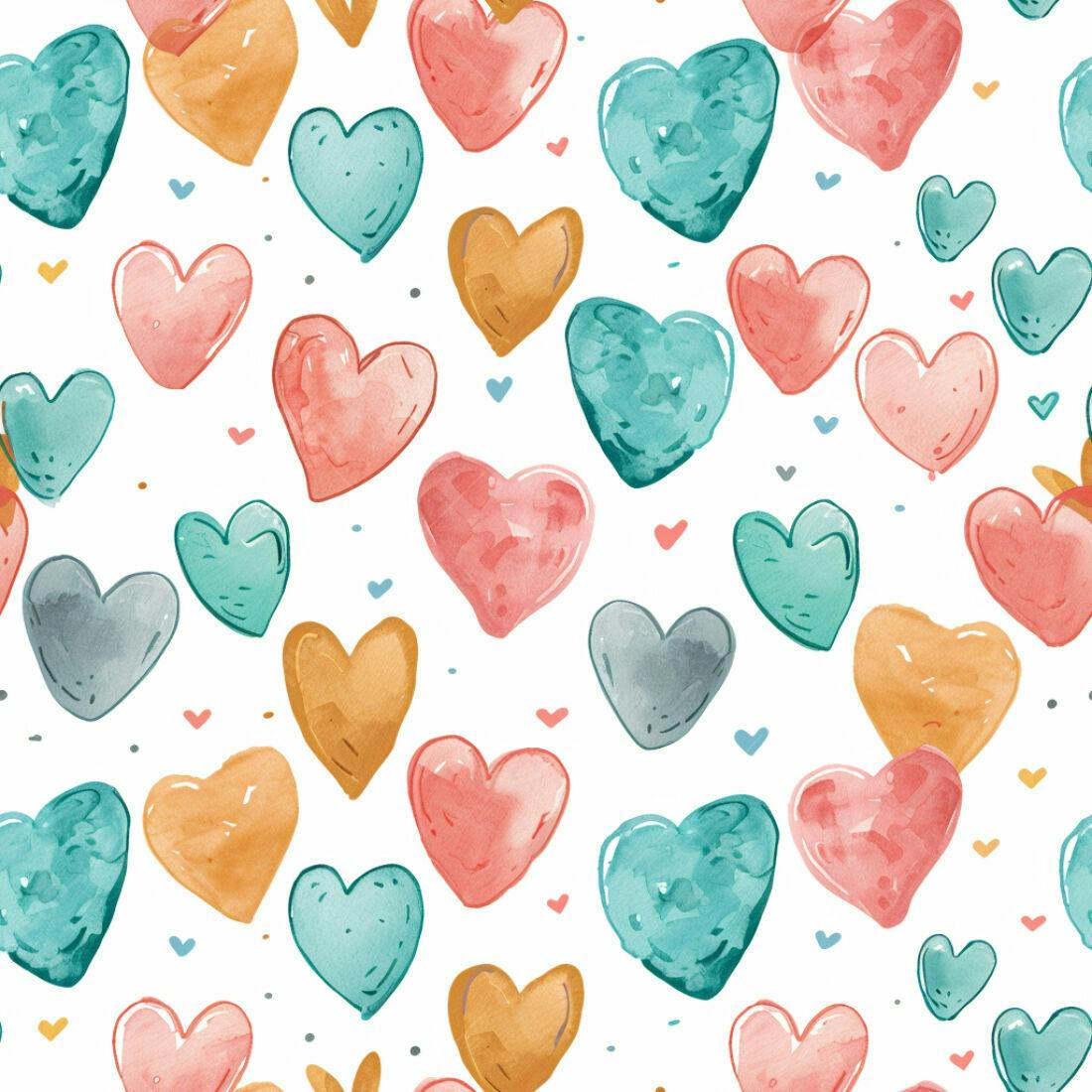 Textura corações aquarela para papel de parede