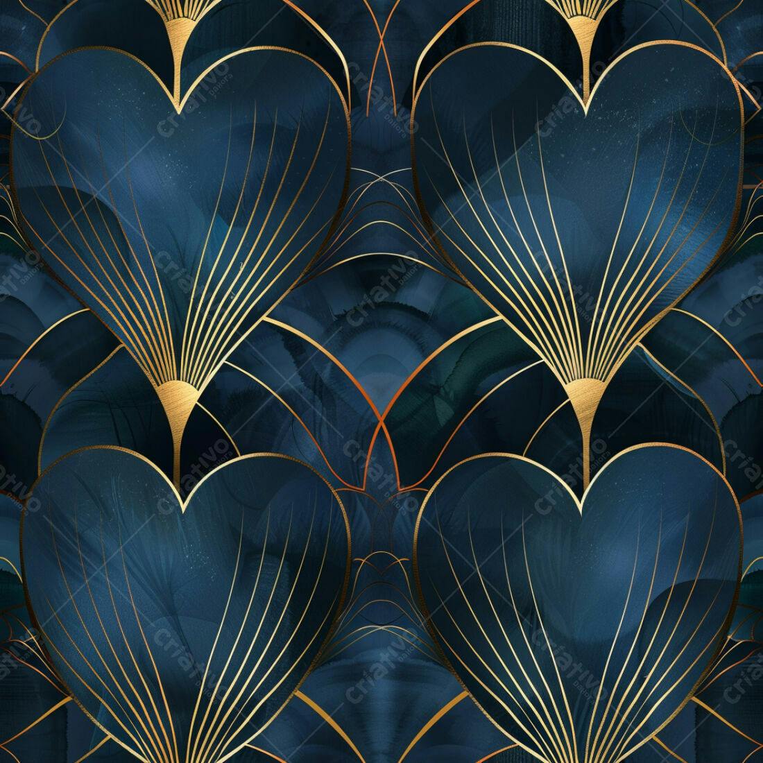 Textura fundo azul marinho com corações dourados para papel de parede