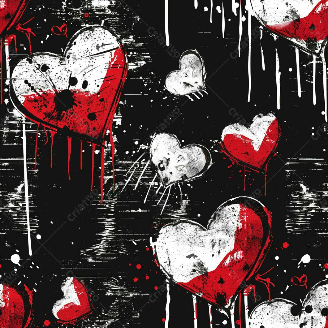 Textura corações grunge vermelho e branco para fundo