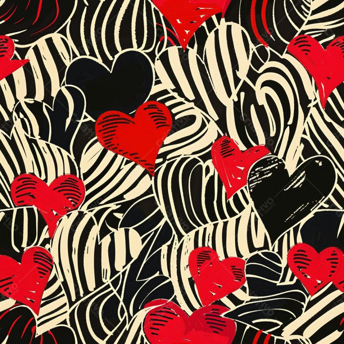 Textura corações vermelho e preto para fundo