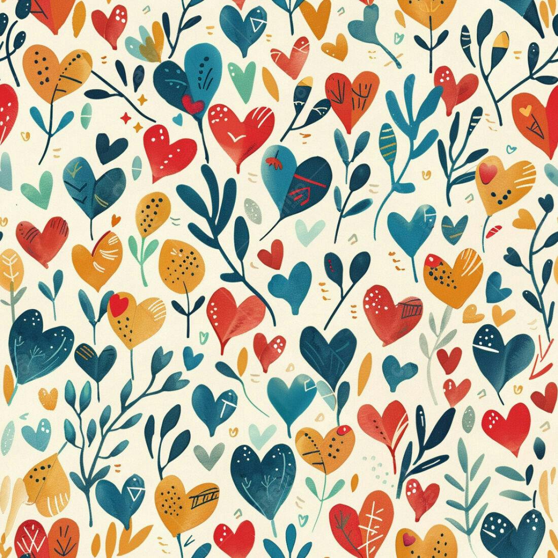 Textura floral corações coloridos para fundo