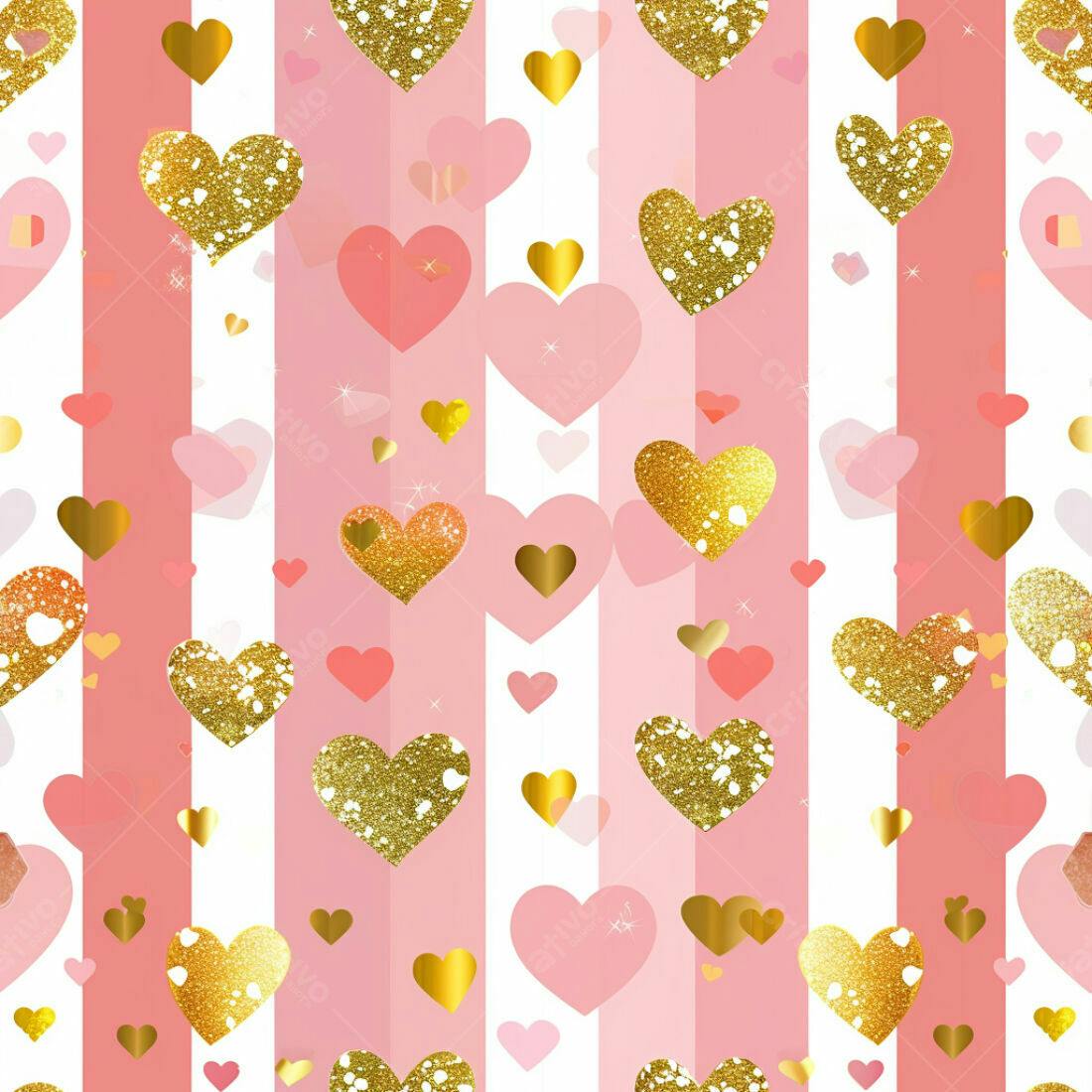 Textura corações rosa e dourado para fundo romântico