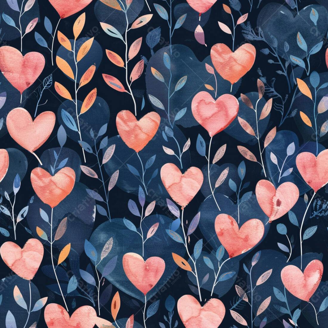 Textura floral corações para papel de parede