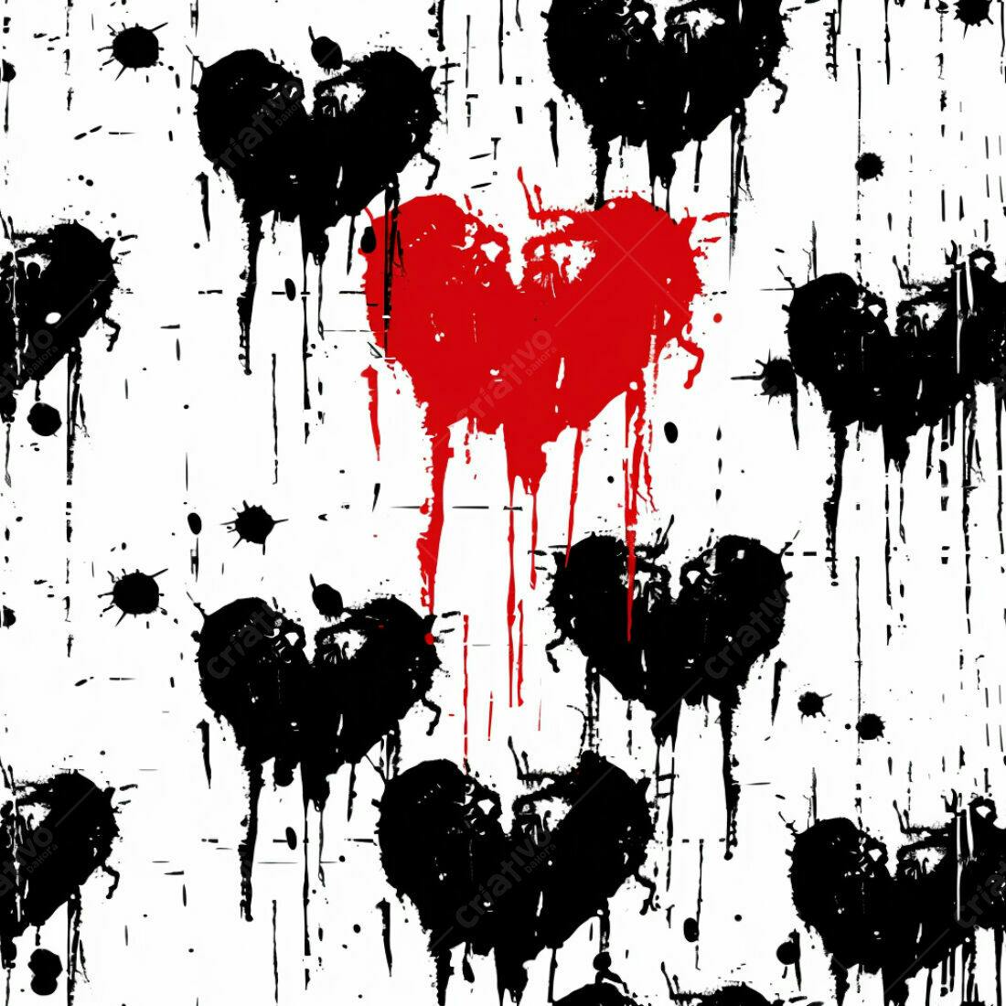 Textura corações grunge preto e vermelho para fundo