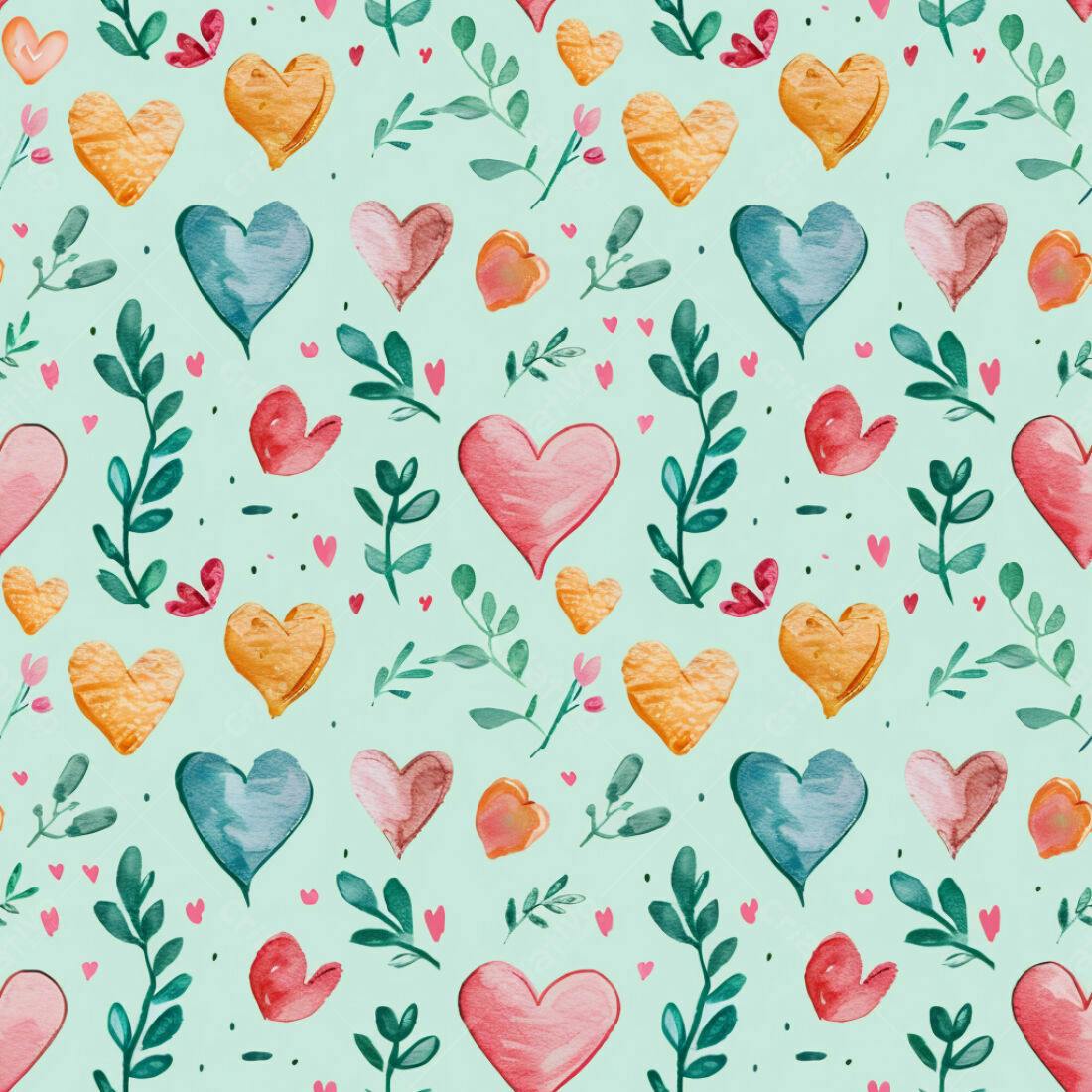 Textura corações aquarela para papel de parede