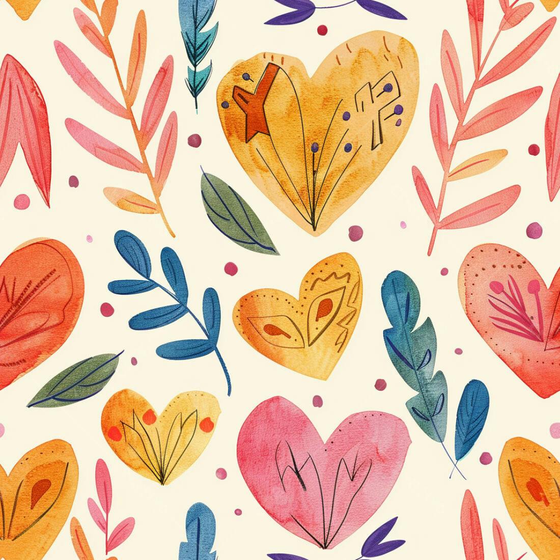 Textura floral corações coloridos para fundo